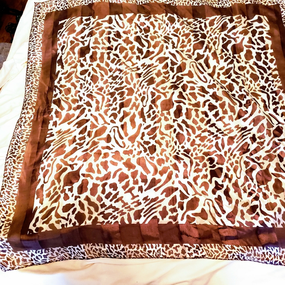 Vintage Brown ANIMAL Print Scarf 36" Bandana mask